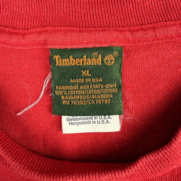 Vintage Timberland Shirt Mens Extra Large Red Puff Logo Heavy Tee Made In USA 1 - Picture 4 of 11